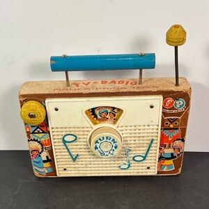 Vintage Fisher-Price TV Radio Music Box 1959 Ten Little Indians WORKS